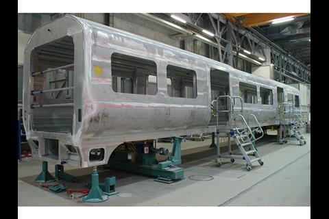 Siemens Clss 707 Desiro City EMU for South West Trains under construction.